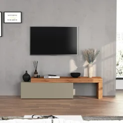 Garnero Arredamenti Mobile porta tv 220x51h cm tortora rovere Block Tortora - Rovere Online