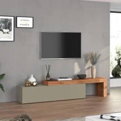 Garnero Arredamenti Mobile porta tv 230x51h cm tortora rovere Block Tortora - Rovere Clearance