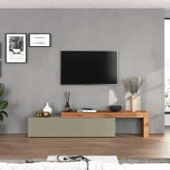 Garnero Arredamenti Mobile porta tv 230x51h cm tortora rovere Block Tortora - Rovere Clearance