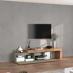 Garnero Arredamenti Mobile porta tv 230x51h cm tortora rovere Block Tortora - Rovere Clearance
