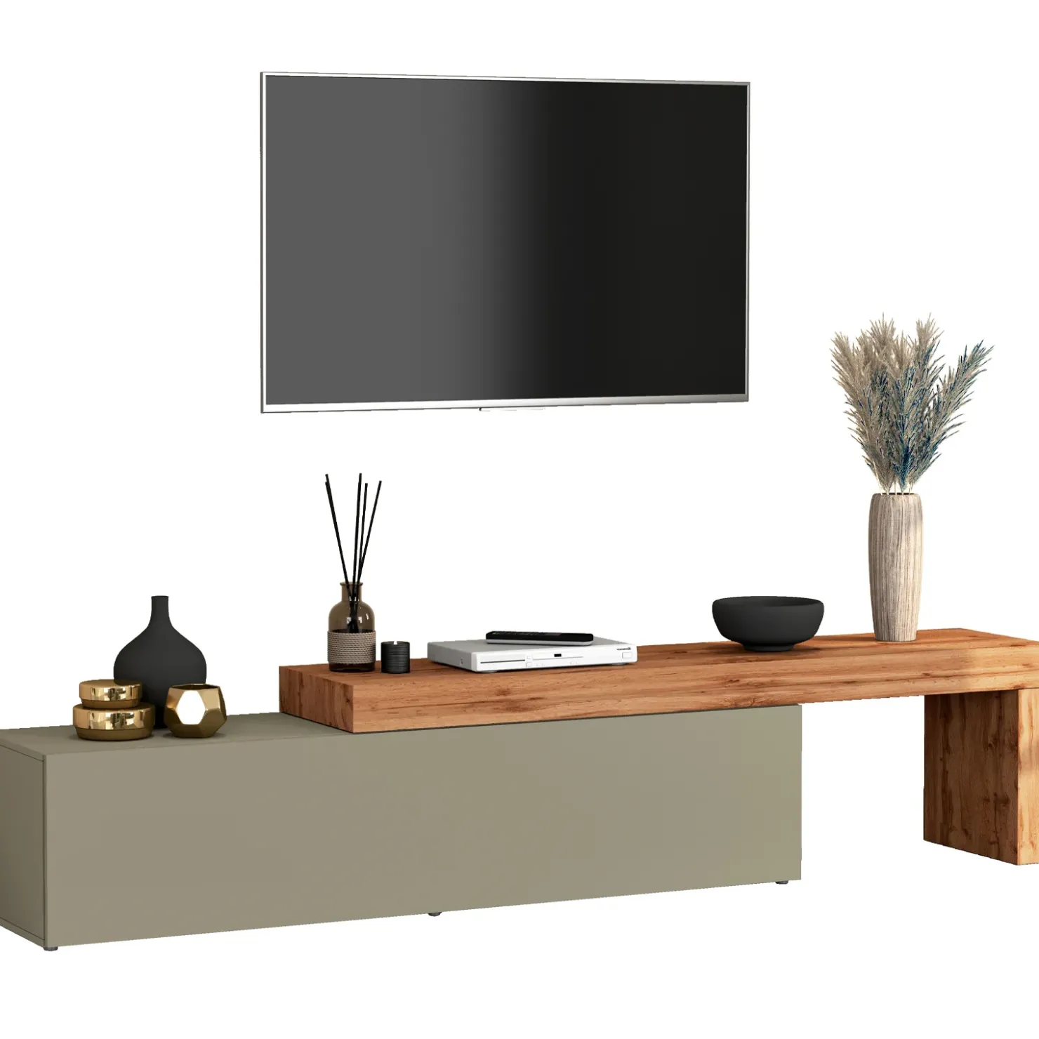Garnero Arredamenti Mobile porta tv 230x51h cm tortora rovere Block Tortora - Rovere Clearance