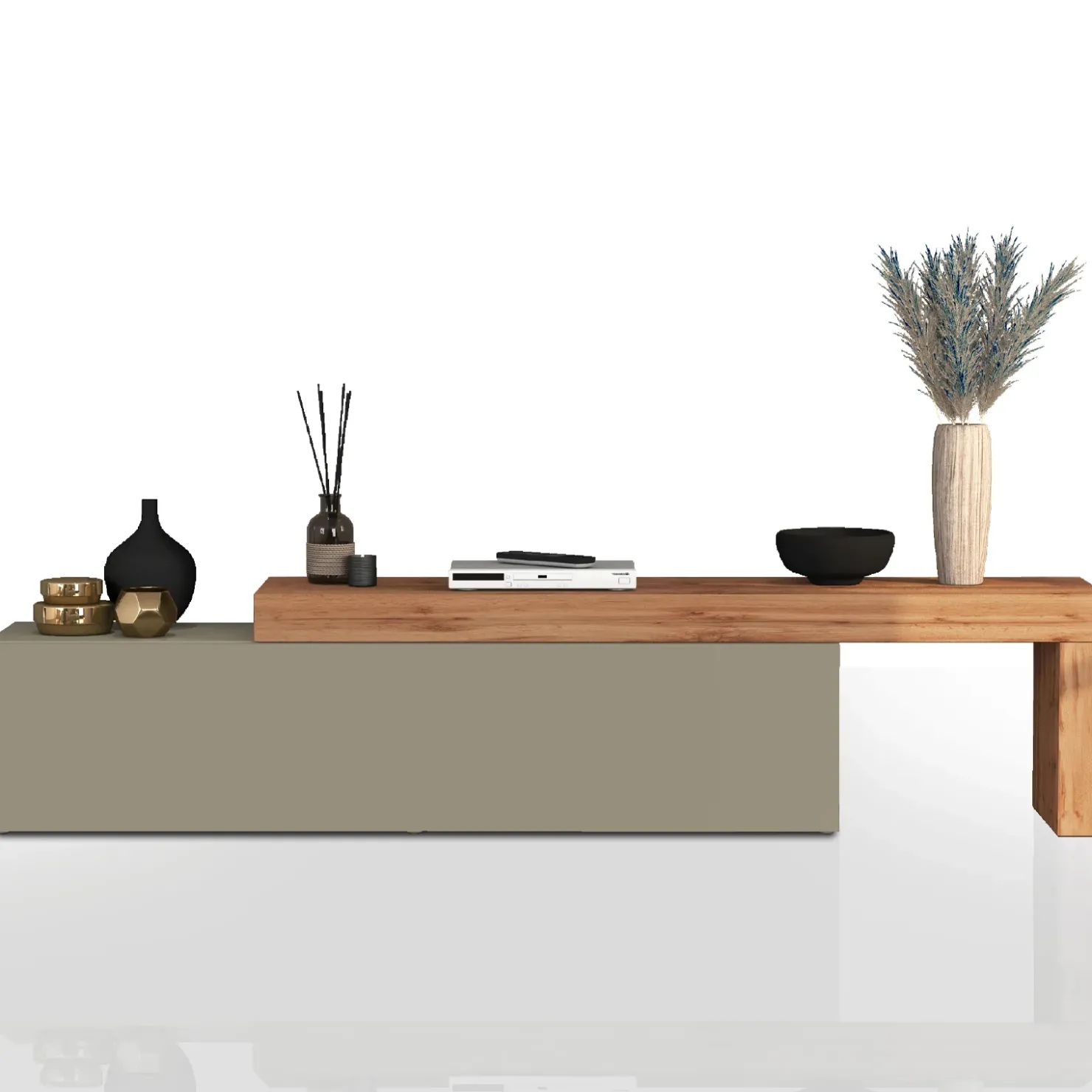 Garnero Arredamenti Mobile porta tv 230x51h cm tortora rovere Block Tortora - Rovere Clearance