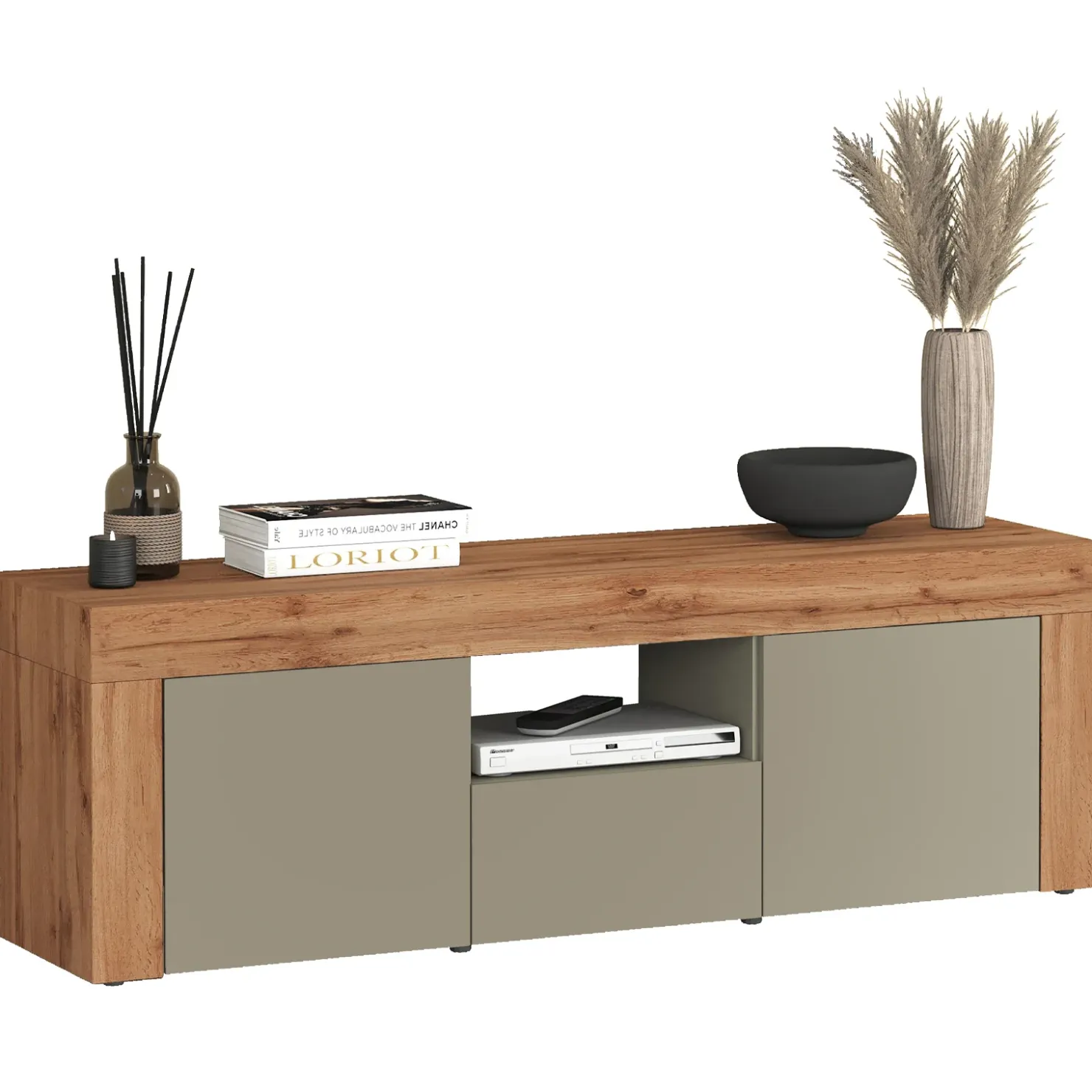 Garnero Arredamenti Mobile porta tv 155x51h cm tortora rovere Block Tortora - Rovere Sale