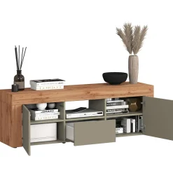 Garnero Arredamenti Mobile porta tv 155x51h cm tortora rovere Block Tortora - Rovere Sale