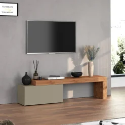 Garnero Arredamenti Mobile porta tv 210x51h cm tortora rovere Block Tortora - Rovere Sale
