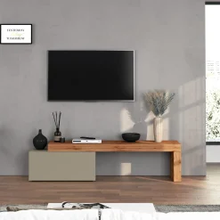 Garnero Arredamenti Mobile porta tv 210x51h cm tortora rovere Block Tortora - Rovere Sale