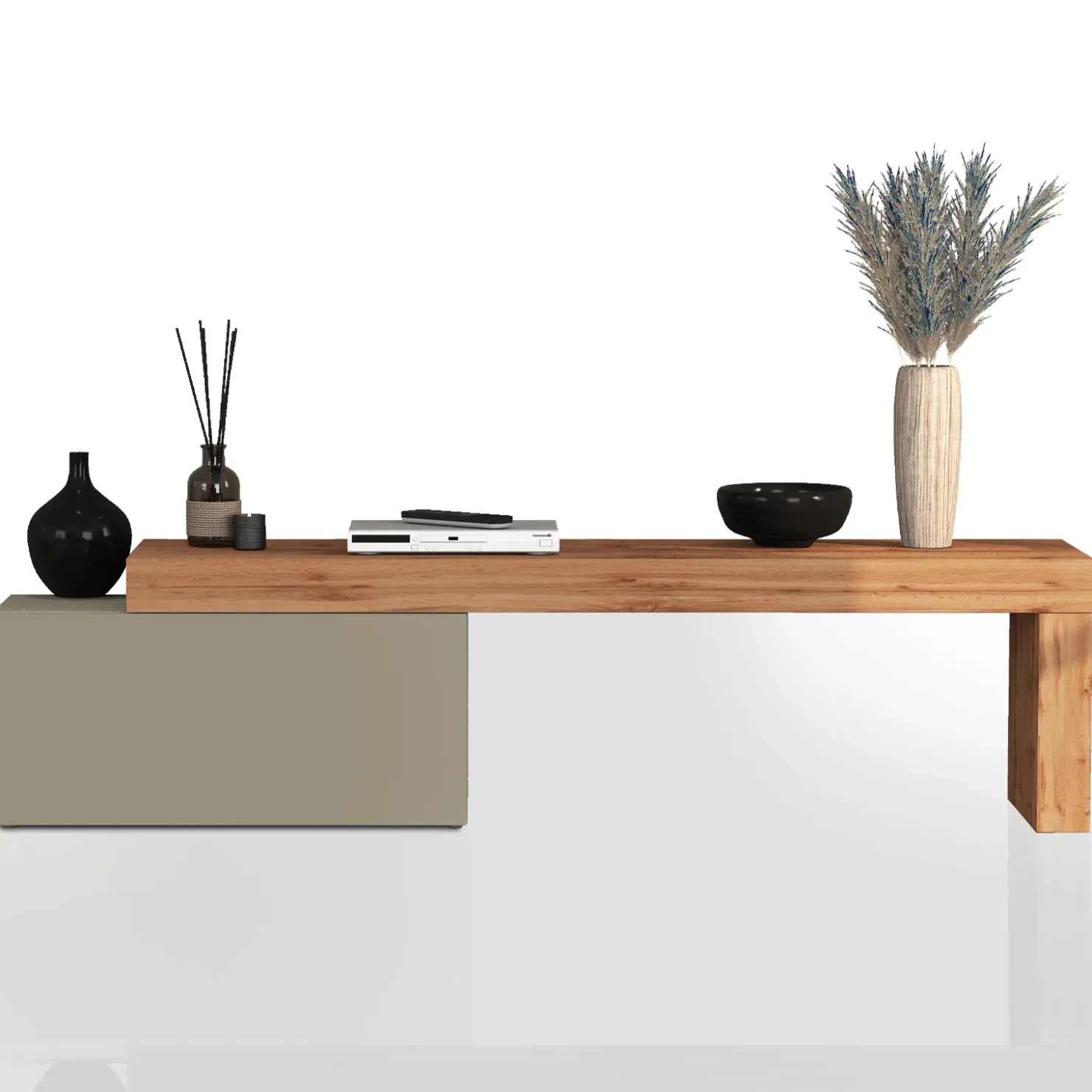 Garnero Arredamenti Mobile porta tv 210x51h cm tortora rovere Block Tortora - Rovere Sale