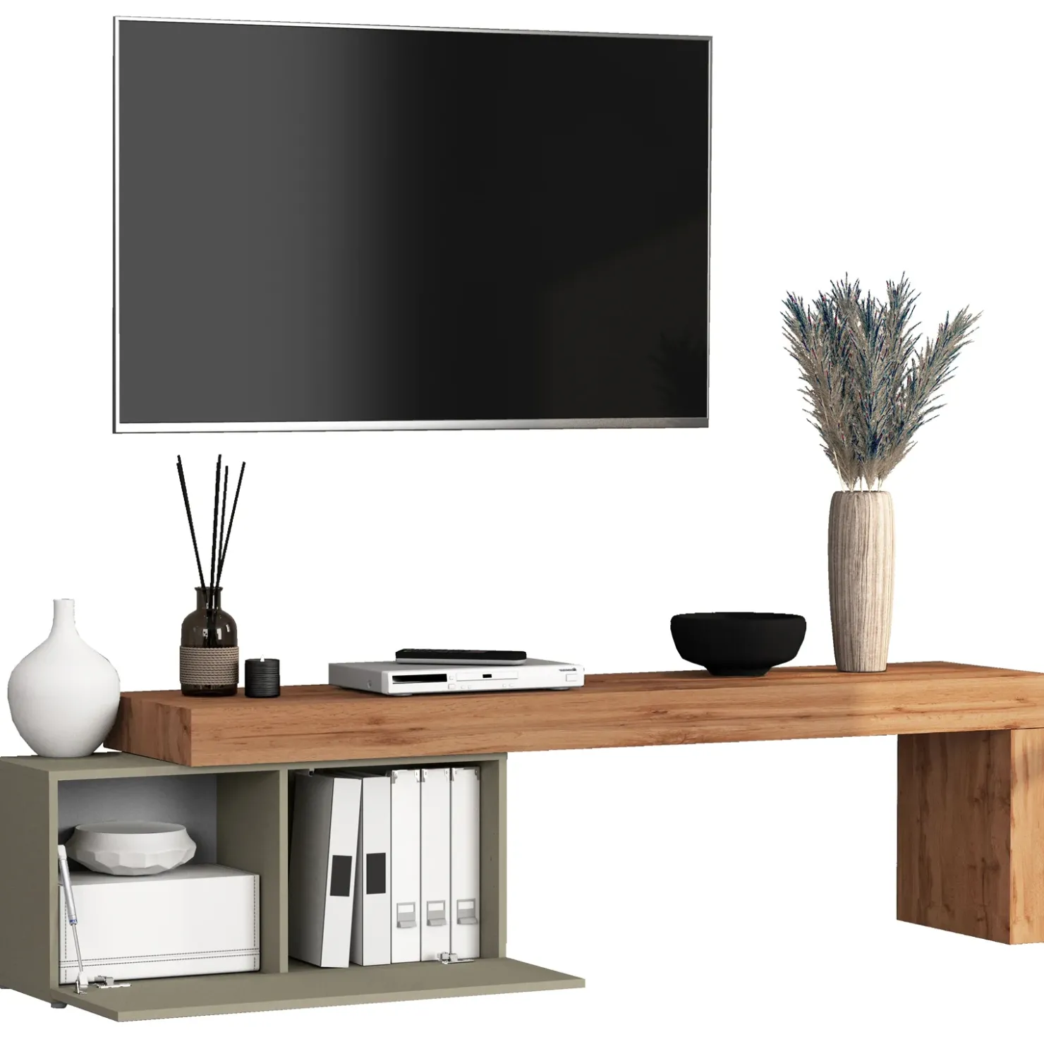 Garnero Arredamenti Mobile porta tv 210x51h cm tortora rovere Block Tortora - Rovere Sale
