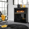 Garnero Arredamenti Mobile soggiorno 90x100h cm 2 ante con biocamino nero lucido Alure