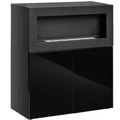 Garnero Arredamenti Mobile soggiorno 90x100h cm 2 ante con biocamino nero lucido Alure