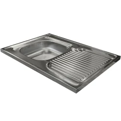 Garnero Arredamenti Mobile sottolavello cucina 80x86h cm multiuso con lavello 1 vasca sinistra acciaio inox Talise Rovere Olmo Discount