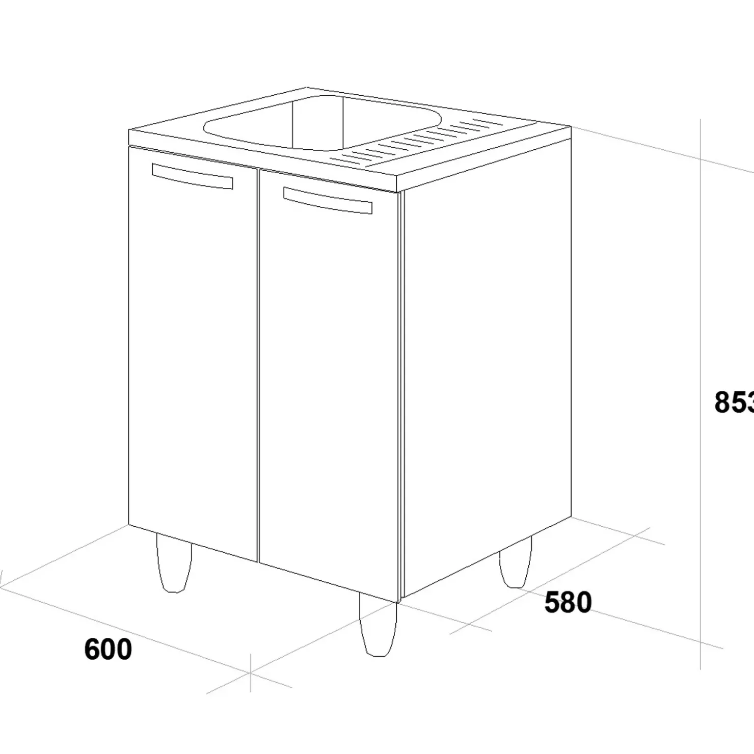 Garnero Arredamenti Mobile sottolavello cucina 60x86h cm multiuso con lavello acciaio inox 2 ante Talise Bianco Frassinato Clearance