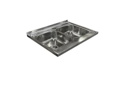 Garnero Arredamenti Mobile sottolavello cucina 80x86h cm multiuso con lavello 2 vasche acciaio inox Talise Bianco Frassinato