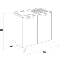Garnero Arredamenti Mobile sottolavello cucina 80x86h cm multiuso con lavello 1 vasca sinistra acciaio inox Talise Bianco Frassinato Sale
