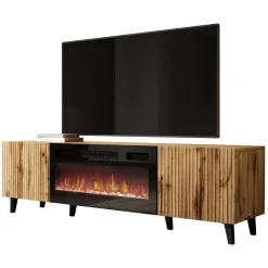 Garnero Arredamenti Mobile TV con camino 181x50h cm moderno cannettato Essence Quercia Best