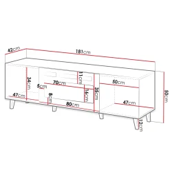 Garnero Arredamenti Mobile TV con camino 181x50h cm moderno cannettato Essence Antracite Outlet