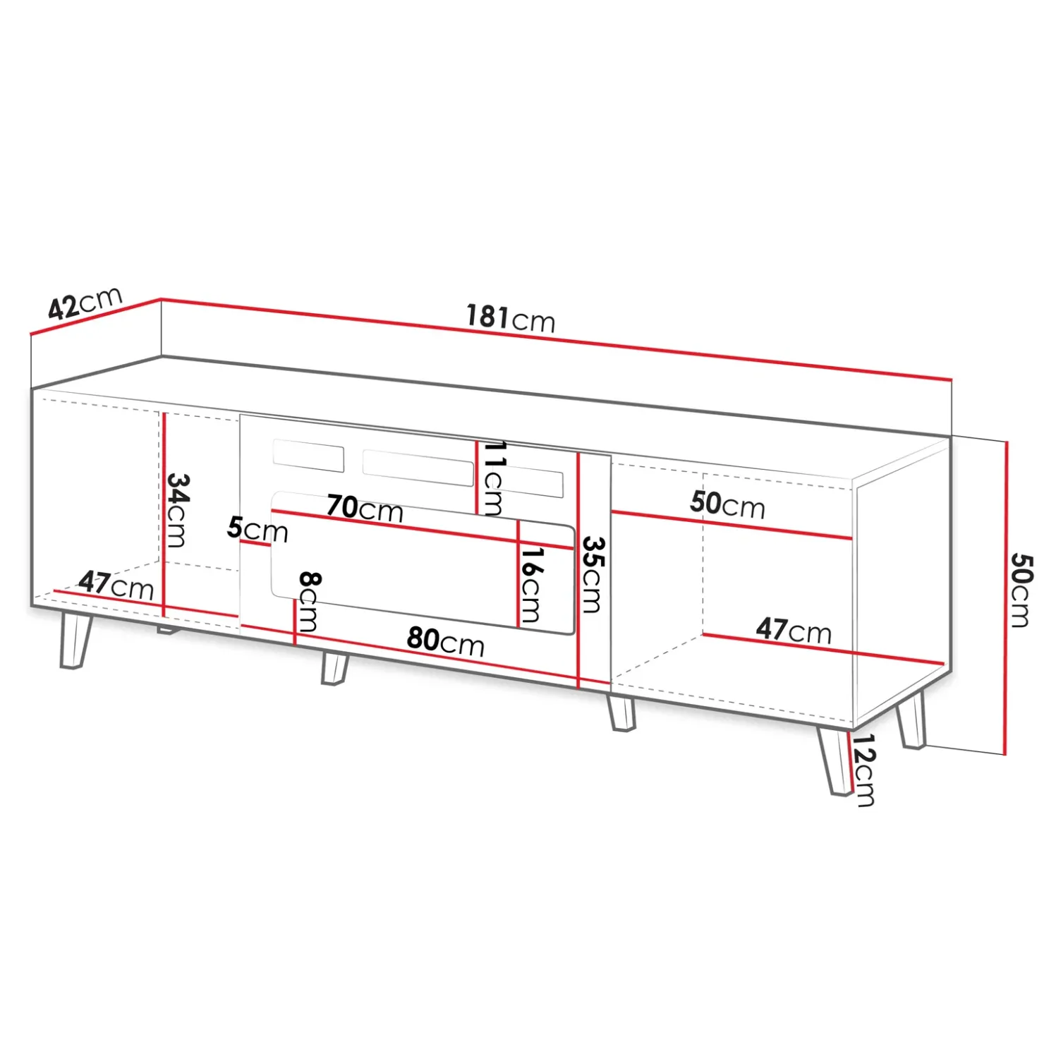 Garnero Arredamenti Mobile TV con camino 181x50h cm moderno cannettato Essence Antracite Outlet