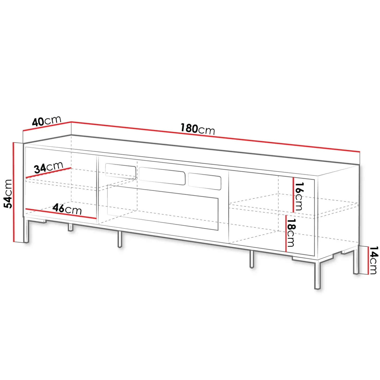 Garnero Arredamenti Mobile TV con camino 180x54h cm rovere nero Duble Clearance