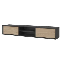 Garnero Arredamenti Mobile TV soggiorno sospeso 180x32h cm 2 ante a ribalta 2 vani  rovere grigio Glem Rovere - Antracite Discount