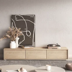 Garnero Arredamenti Mobile TV soggiorno sospeso 180x32h cm 3 ante a ribalta Glem Rovere Sale