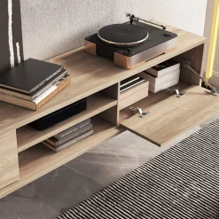 Garnero Arredamenti Mobile TV soggiorno sospeso 180x32h cm 2 ante a ribalta 2 vani Glem Rovere Outlet