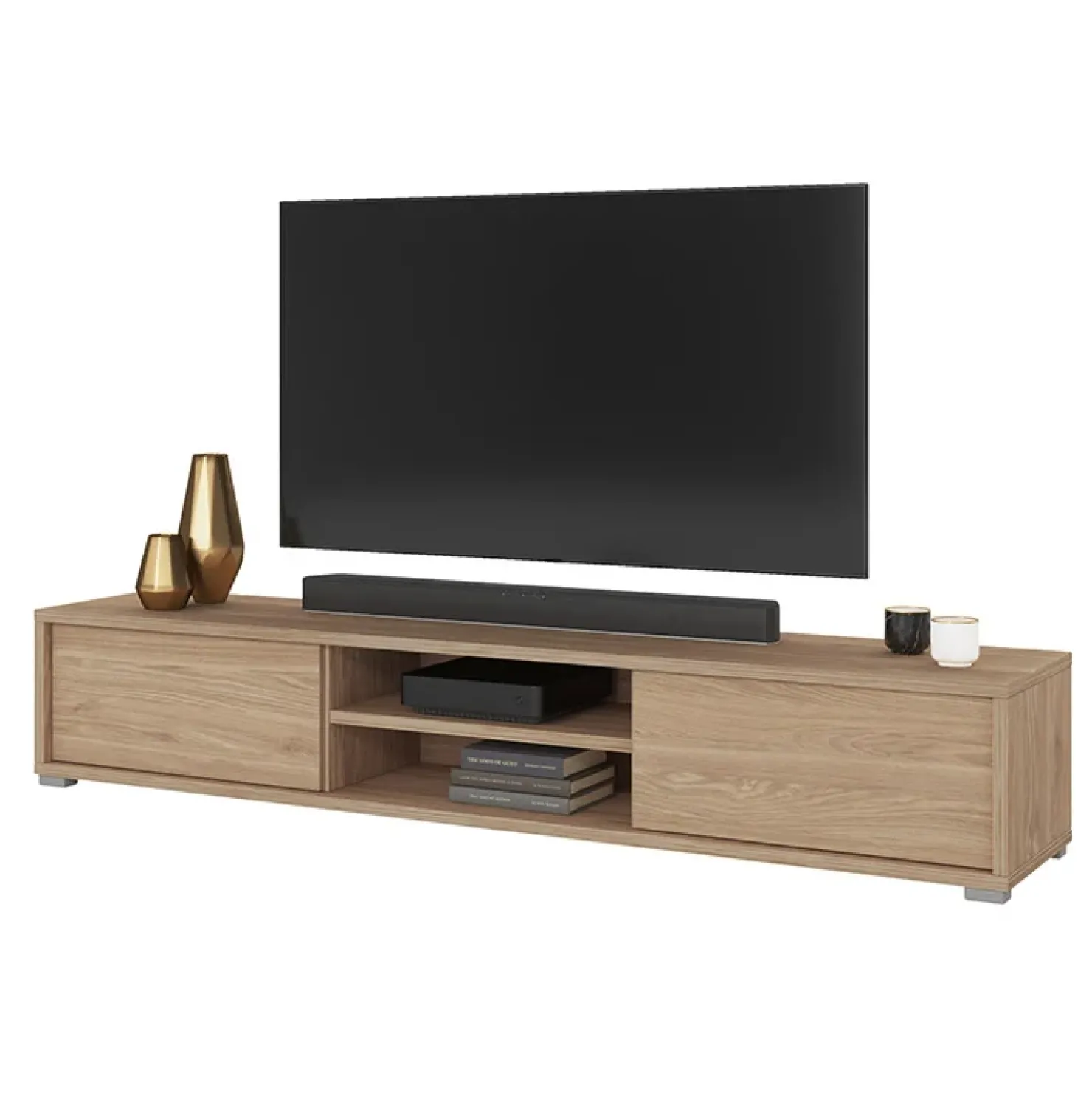 Garnero Arredamenti Mobile TV soggiorno sospeso 180x32h cm 2 ante a ribalta 2 vani Glem Rovere Outlet