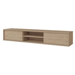 Garnero Arredamenti Mobile TV soggiorno sospeso 180x32h cm 2 ante a ribalta 2 vani Glem Rovere Outlet