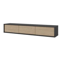 Garnero Arredamenti Mobile TV soggiorno sospeso 180x32h cm 3 ante a ribalta rovere grigio Glem Rovere - Antracite