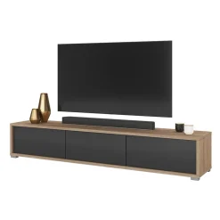 Garnero Arredamenti Mobile TV soggiorno sospeso 180x32h cm 3 ante a ribalta antracite rovere Glem Antracite - Rovere Best