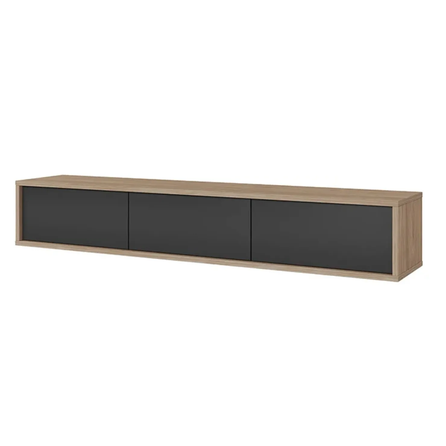 Garnero Arredamenti Mobile TV soggiorno sospeso 180x32h cm 3 ante a ribalta antracite rovere Glem Antracite - Rovere Best