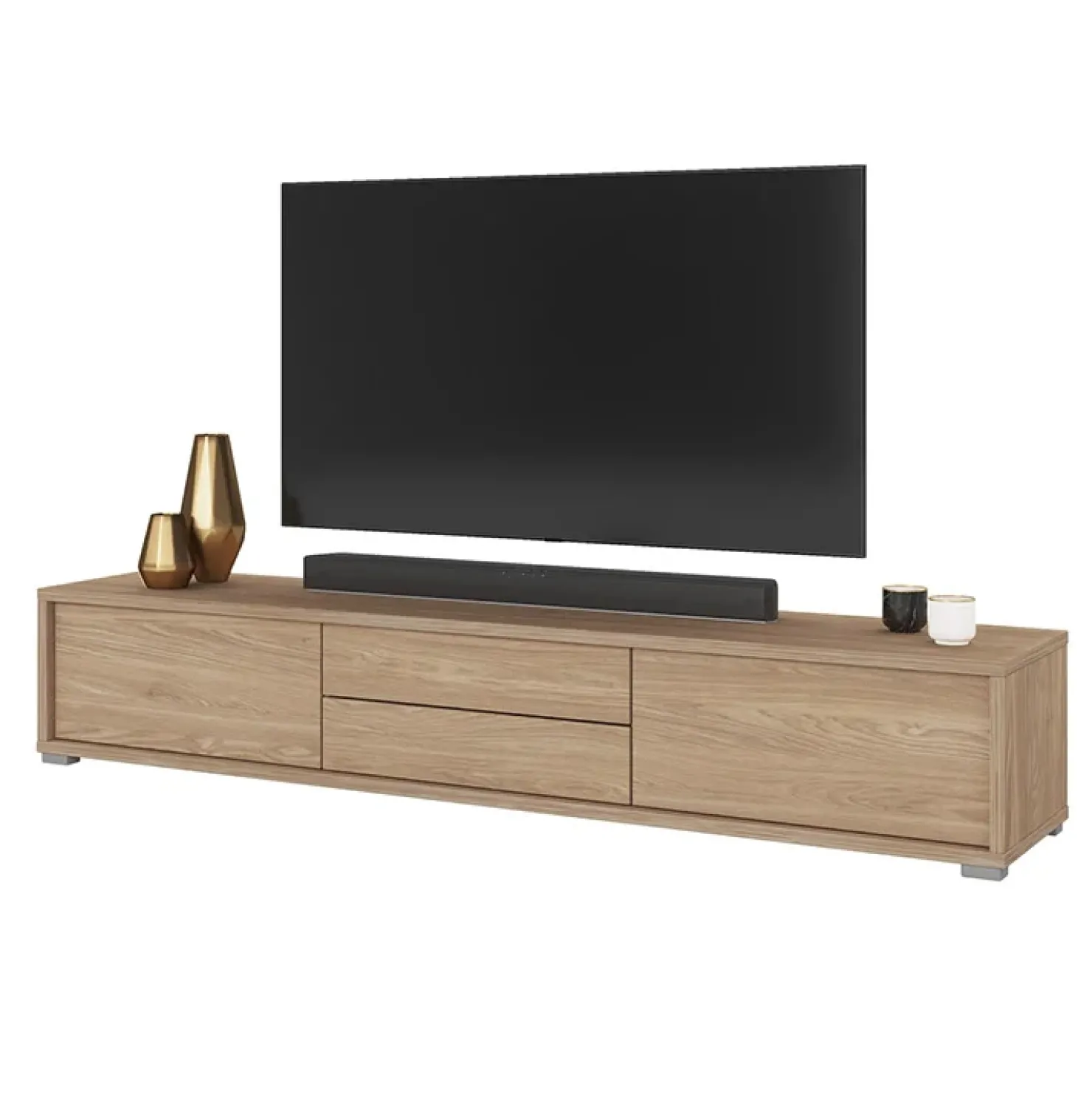 Garnero Arredamenti Mobile TV soggiorno sospeso 180x32h cm 2 ante a ribalta 2 cassetti Glem Rovere