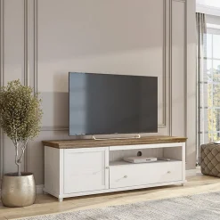 Garnero Arredamenti Mobile TV 181x61h cm 1 anta 1 cassetto rovere Texel Bianco Frassinato Online