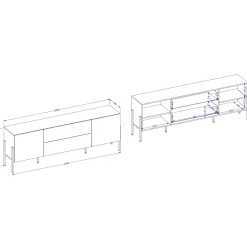 Garnero Arredamenti Mobile TV 200x70h cm 2 ante 2 cassetti moderno bianco Simple Bianco Opaco Discount