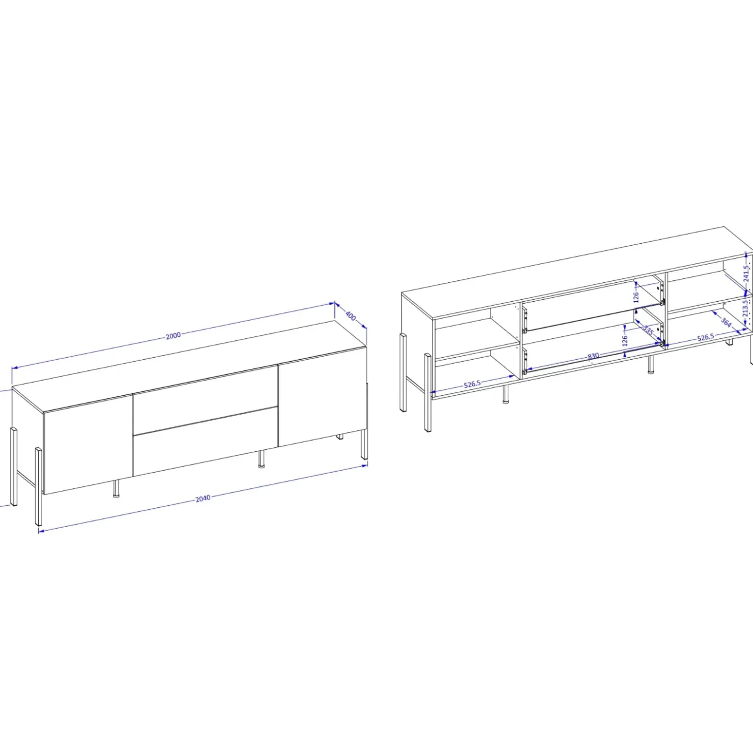 Garnero Arredamenti Mobile TV 200x70h cm 2 ante 2 cassetti moderno cashmere Simple Beige Outlet