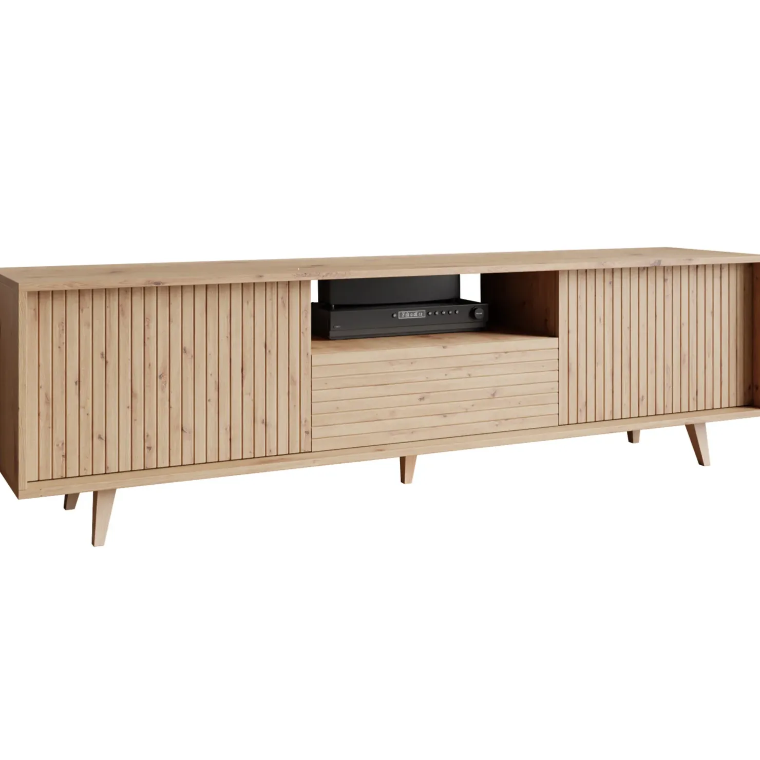 Garnero Arredamenti Mobile TV 180x52h cm 2 ante design rustico cannettato rovere Branch New