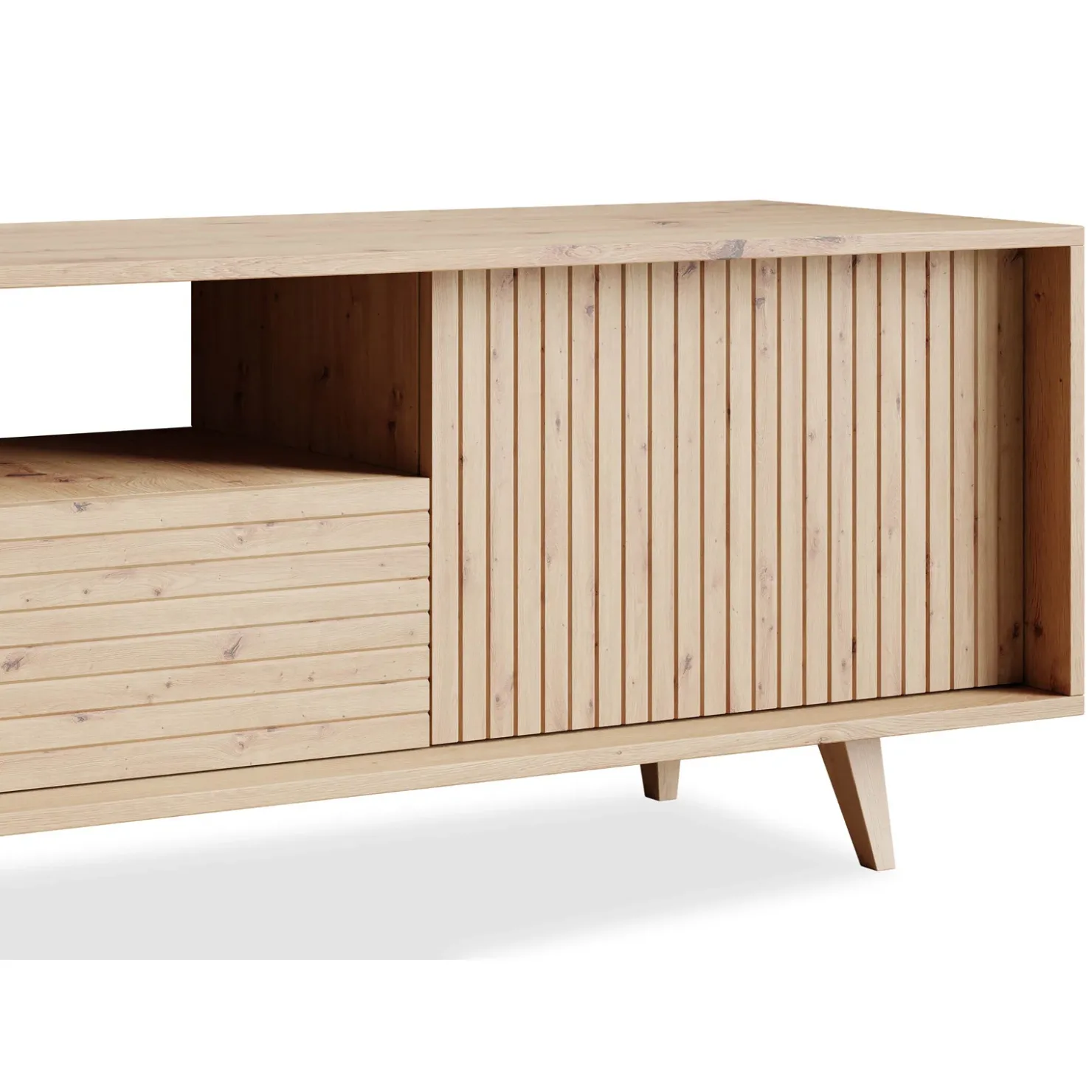 Garnero Arredamenti Mobile TV 180x52h cm 2 ante design rustico cannettato rovere Branch New