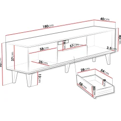 Garnero Arredamenti Mobile TV 180x52h cm 2 ante design rustico cannettato rovere Branch New