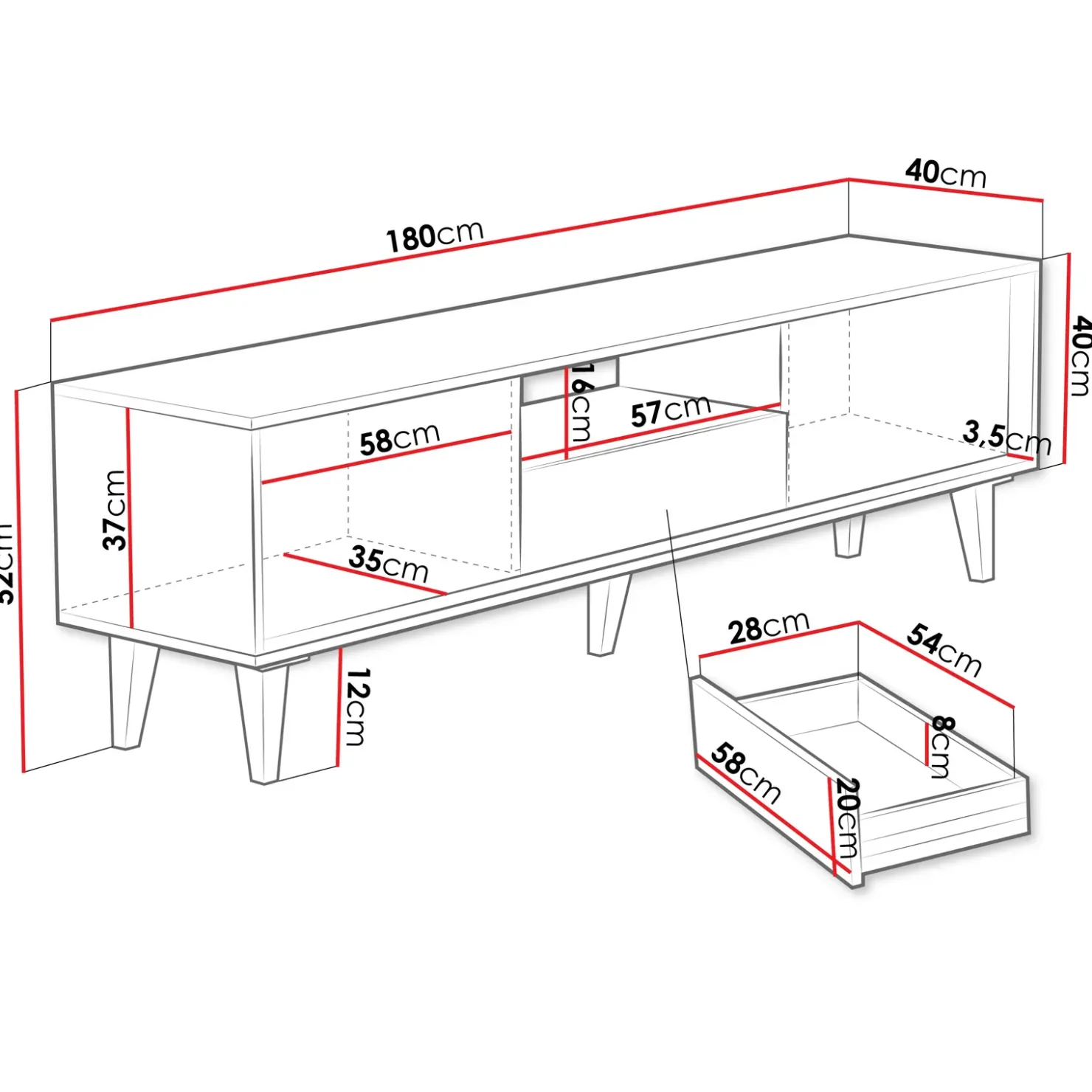 Garnero Arredamenti Mobile TV 180x52h cm 2 ante design rustico cannettato rovere Branch New