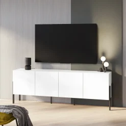 Garnero Arredamenti Mobile TV 200x70h cm 4 ante moderno bianco Simple Bianco Opaco Sale