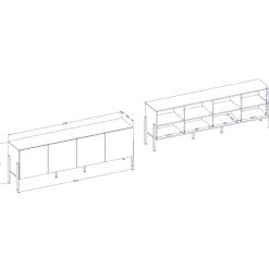 Garnero Arredamenti Mobile TV 200x70h cm 4 ante moderno bianco Simple Bianco Opaco Sale