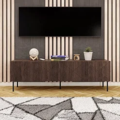 Garnero Arredamenti Mobile TV 191x58h cm 4 ante noce scuro con frontali serigrafati Savanna