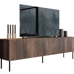 Garnero Arredamenti Mobile TV 191x58h cm 4 ante noce scuro con frontali serigrafati Savanna