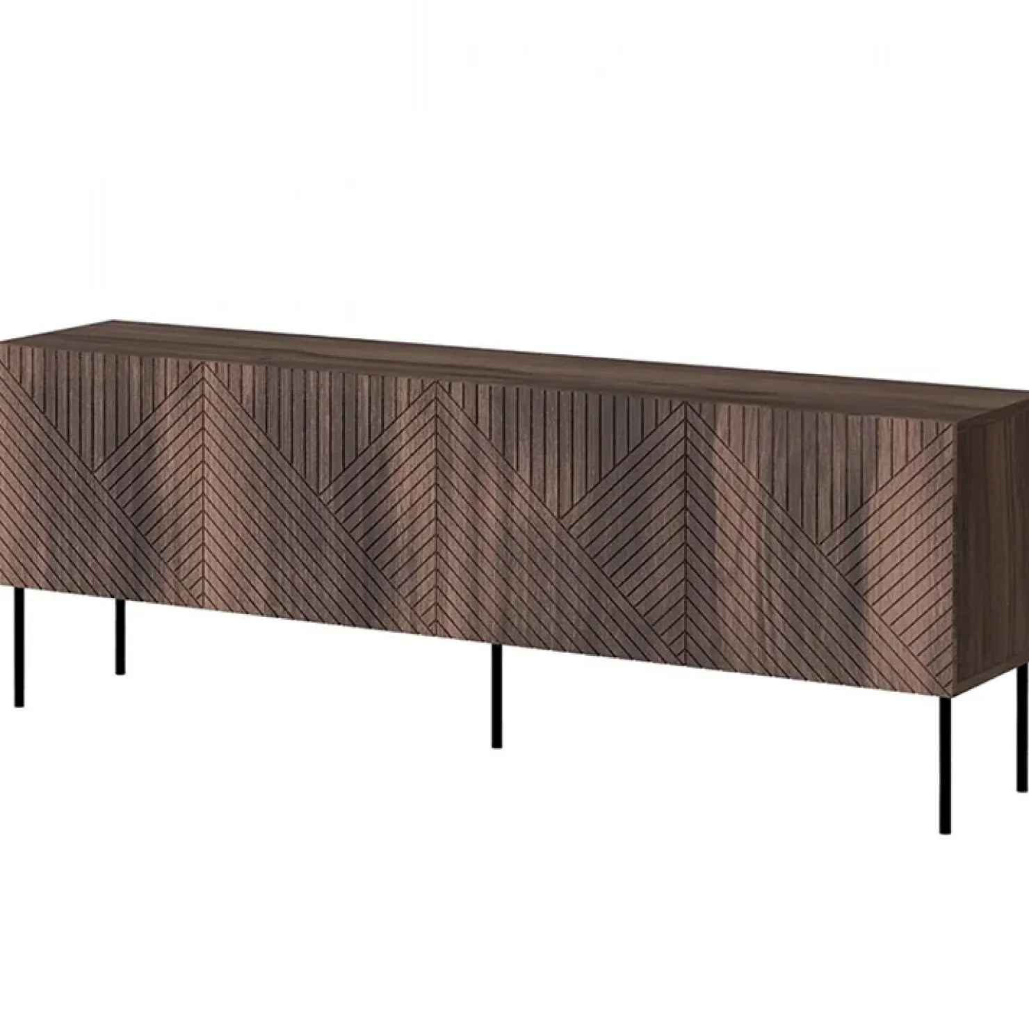 Garnero Arredamenti Mobile TV 191x58h cm 4 ante noce scuro con frontali serigrafati Savanna