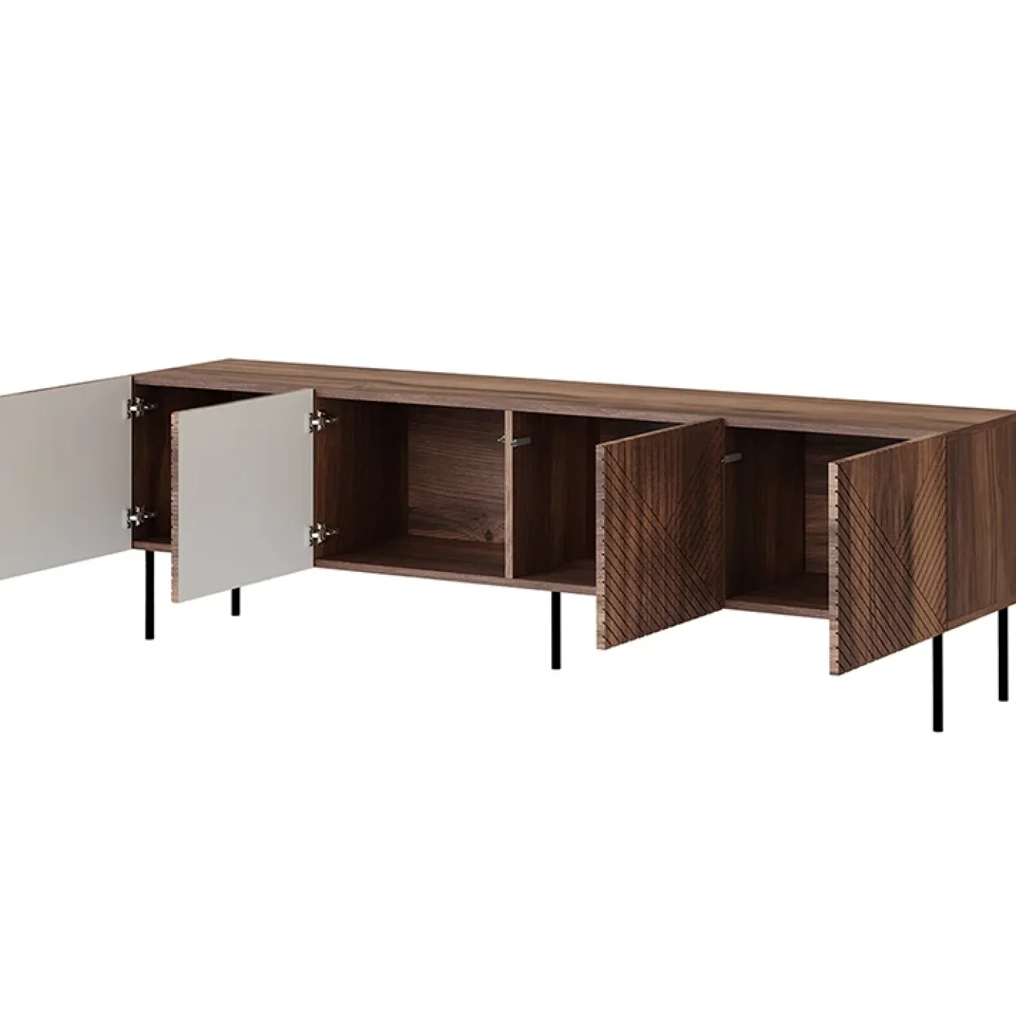 Garnero Arredamenti Mobile TV 191x58h cm 4 ante noce scuro con frontali serigrafati Savanna