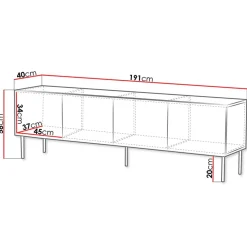 Garnero Arredamenti Mobile TV 191x58h cm 4 ante noce scuro con frontali serigrafati Savanna