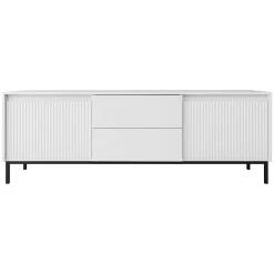 Garnero Arredamenti Mobile TV 174x60h cm 2 cassetti design cannettato bianco Strike Bianco Opaco Outlet