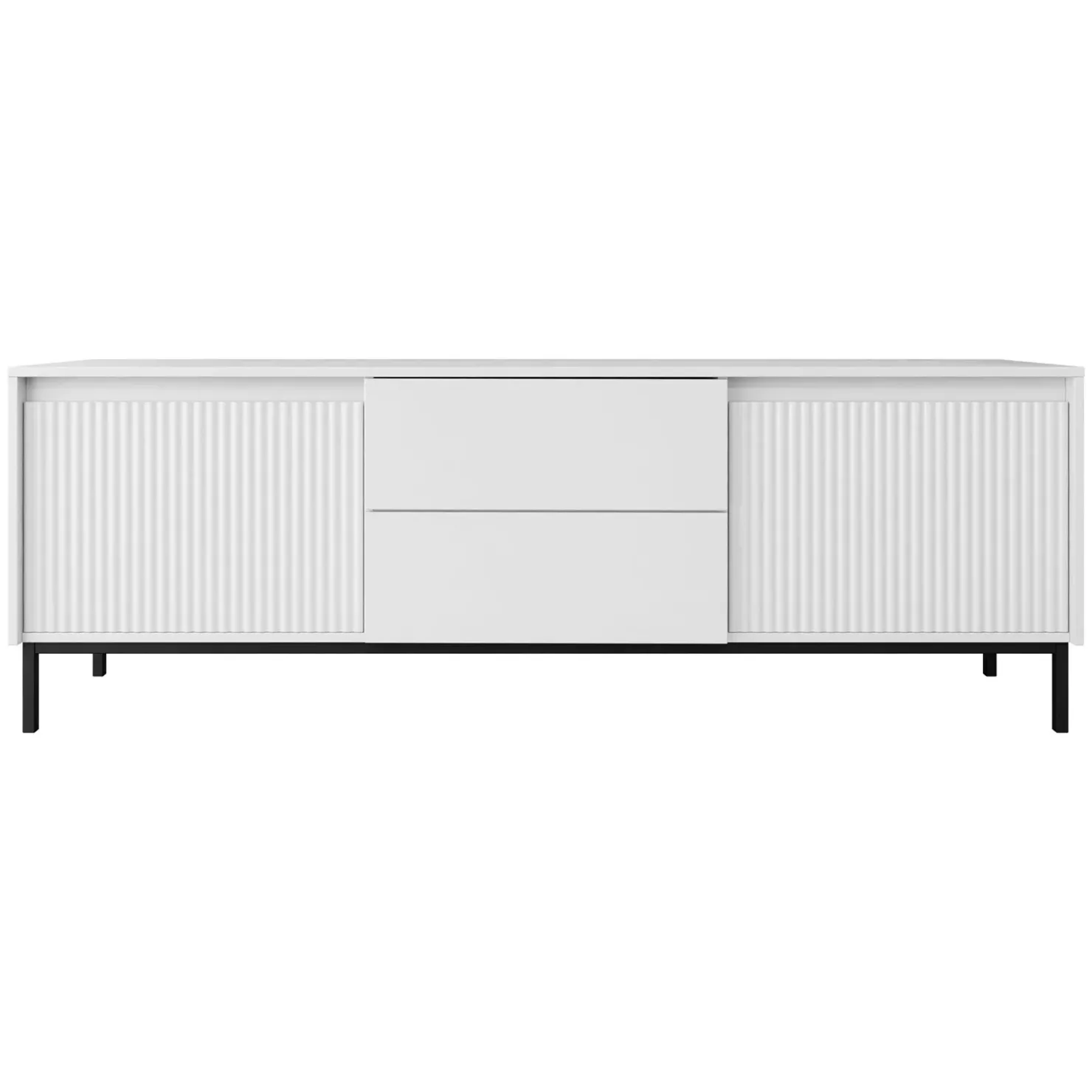 Garnero Arredamenti Mobile TV 174x60h cm 2 cassetti design cannettato bianco Strike Bianco Opaco Outlet