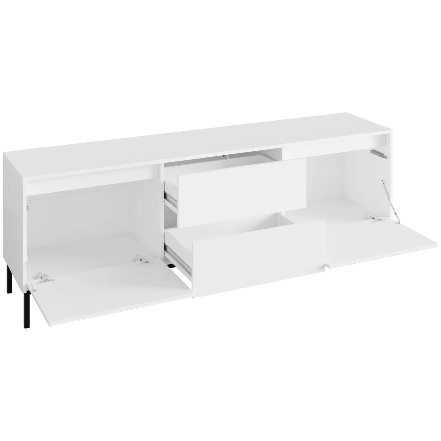 Garnero Arredamenti Mobile TV 174x60h cm 2 cassetti design cannettato bianco Strike Bianco Opaco Outlet