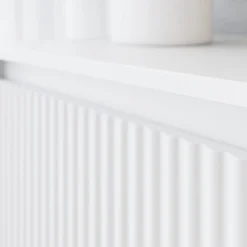 Garnero Arredamenti Mobile TV 174x60h cm 2 cassetti design cannettato bianco Strike Bianco Opaco Outlet