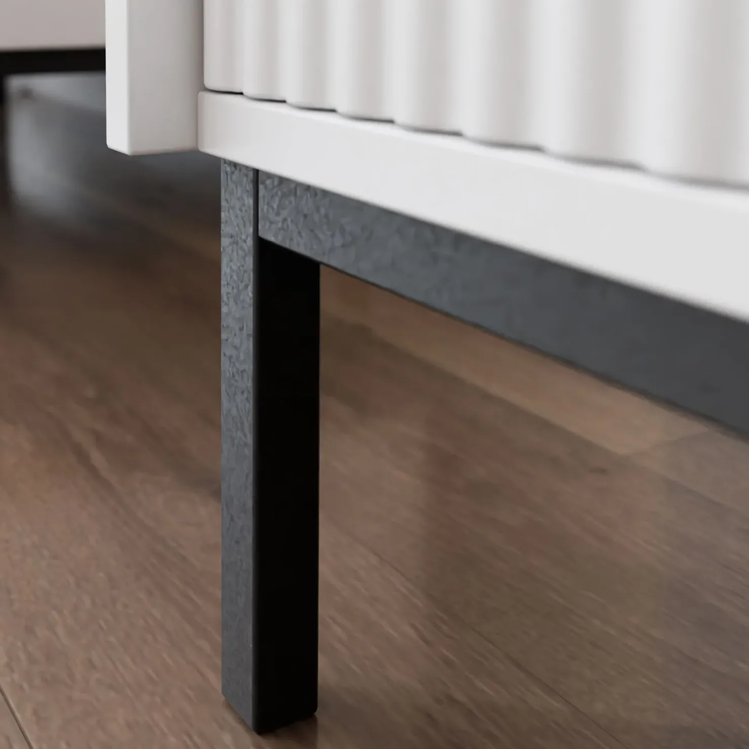 Garnero Arredamenti Mobile TV 174x60h cm 2 cassetti design cannettato bianco Strike Bianco Opaco Outlet